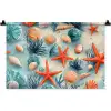 Zeesterren - Schelpen - Illustratie - Zand Wandkleed katoen klein -zz3d