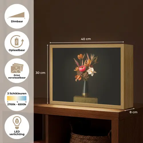 Boeket - Oranje - Gouden - vaas Light Box met batterij (Wandlamp) middel -USP_websiteoverzichtNL