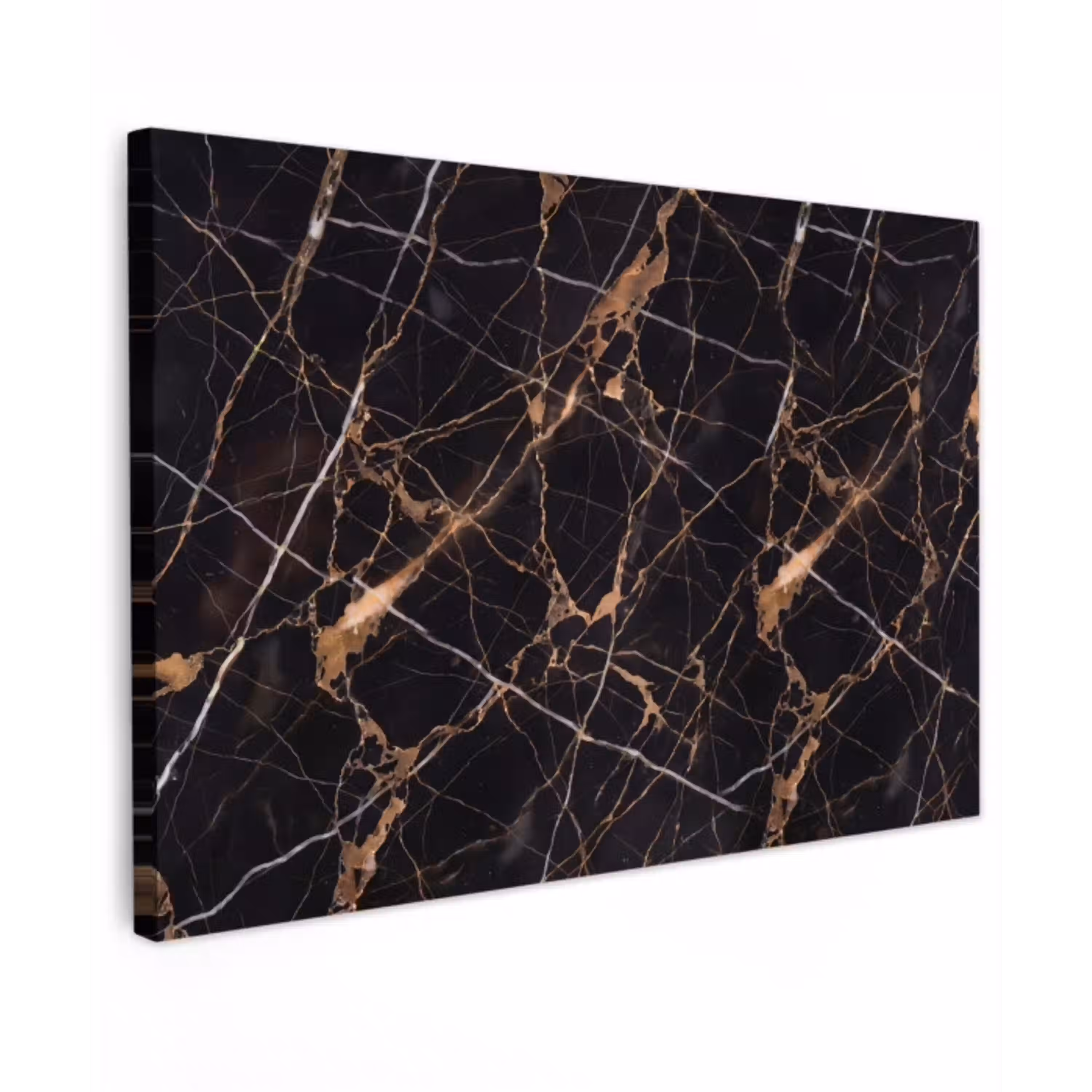 Marmer - Goud - Abstract - Zwart Tuinposter op houten frame 2 cm dik klein -3d