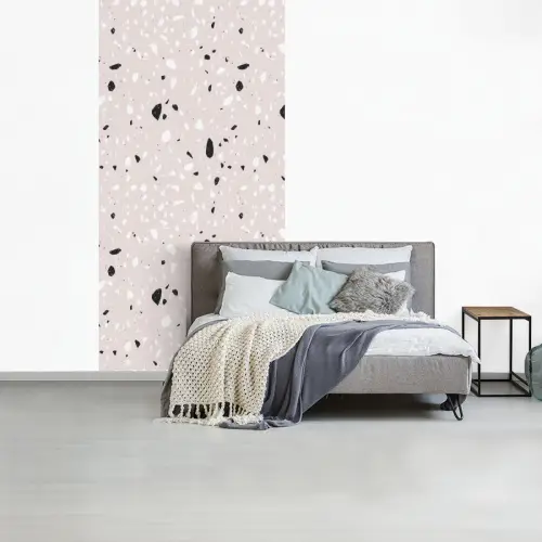 Terrazzo -  Patroon - Zacht - Zwart - Wit fotobehang vinyl groot 64 -slaapkamer