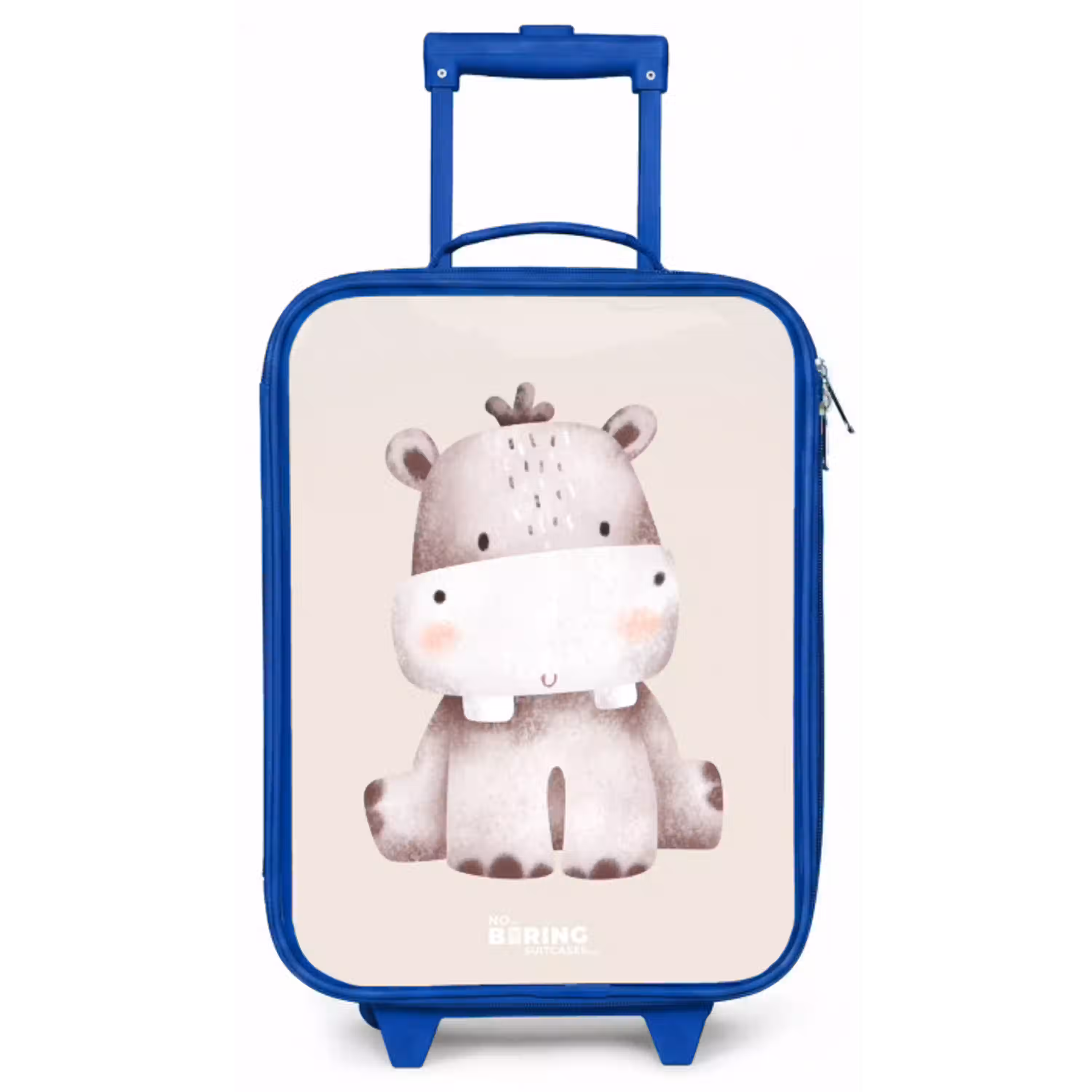 Nijlpaard op beige achtergrond illustratie Kinderkoffer - Blauw klein -zz3dotto