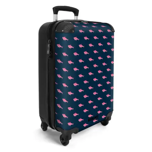 Patronen - Roze haaien op donker blauwe achtergrond NBS - Handbagage koffer - Kinderen Unisex middel -productfoto_3d