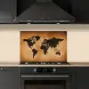 Wereldkaart - Bruin - Kaart keuken achterwand spatscherm klein -sfeer1