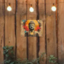 Boeddha Beeld in Vurige Kleuren tuinposter los doek klein -sfeer1
