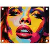 Vrouw - Gezicht - Kleurrijk tuinposter los doek klein -3d