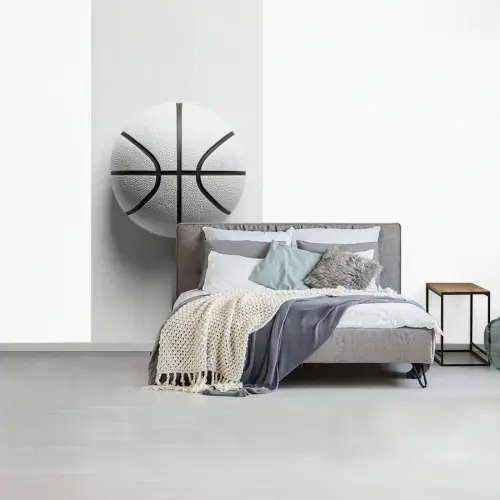 Basketbal - Wit - Schaduw - Lijnen fotobehang vinyl groot -slaapkamer