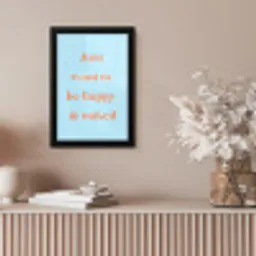 Blauw - Oranje - Just want to be happy & naked fotolijst zwart zonder passe partout klein -sfeer5
