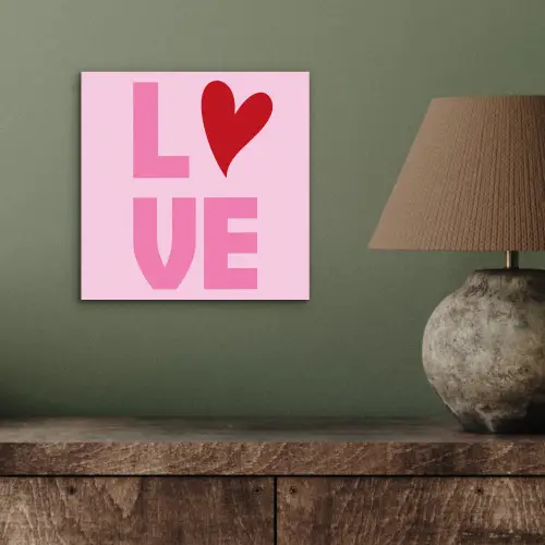 Love - Roze - Hart - Valentijn aluminium wit klein -sfeer2