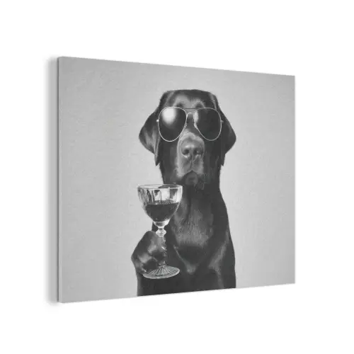 Hond - Zwart - Wijnglas - Zonnebril PET vilt klein -3d