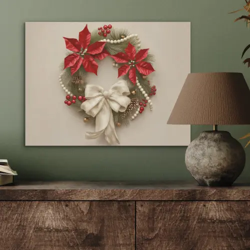 Deurkrans - Strik - Kerst - Rood - Groen PET vilt klein -sfeer2