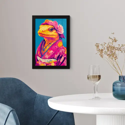 Bloemenkrans - Hagedis - Kimono - Paars fotolijst zwart zonder passe partout klein -sfeer4