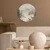 Bos - Herten - Winter - Sneeuw Akoestische PET Vilt - Rond klein -sfeer1