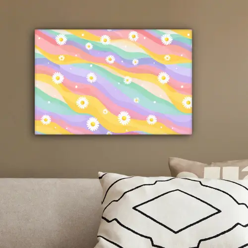 Madeliefjes - Kleurrijk - Pastel - Vrolijk canvas 2cm klein -sfeer3