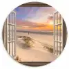 Doorkijk - Strand - Duinen - Natuur - Landschap Wandcirkel kunststof plaat 5mm dik klein -3d