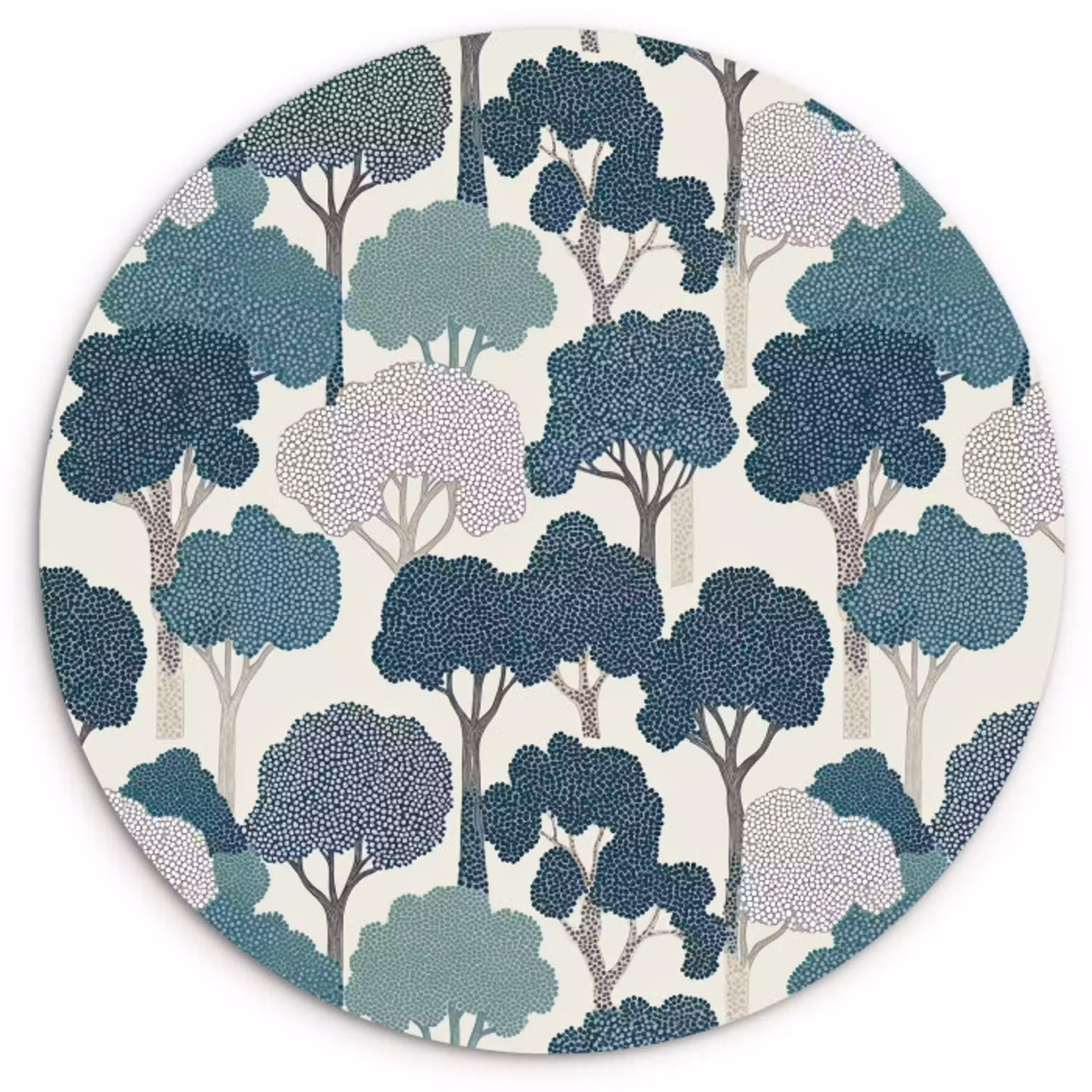 Modern - Bomen - Bos - Patroon - Blauw Wandcirkel kunststof plaat 5mm dik klein 188 -3d