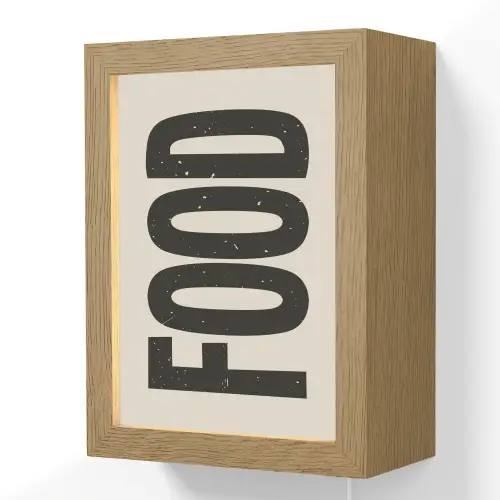 Japandi - Eten - Vintage - Decoratie Light Box met kabel (Wandlamp) klein -3d
