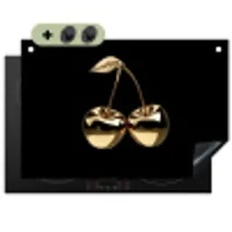 Kersen - Zwart - Goud - Chrome Inductie beschemer met haakjes klein -3d