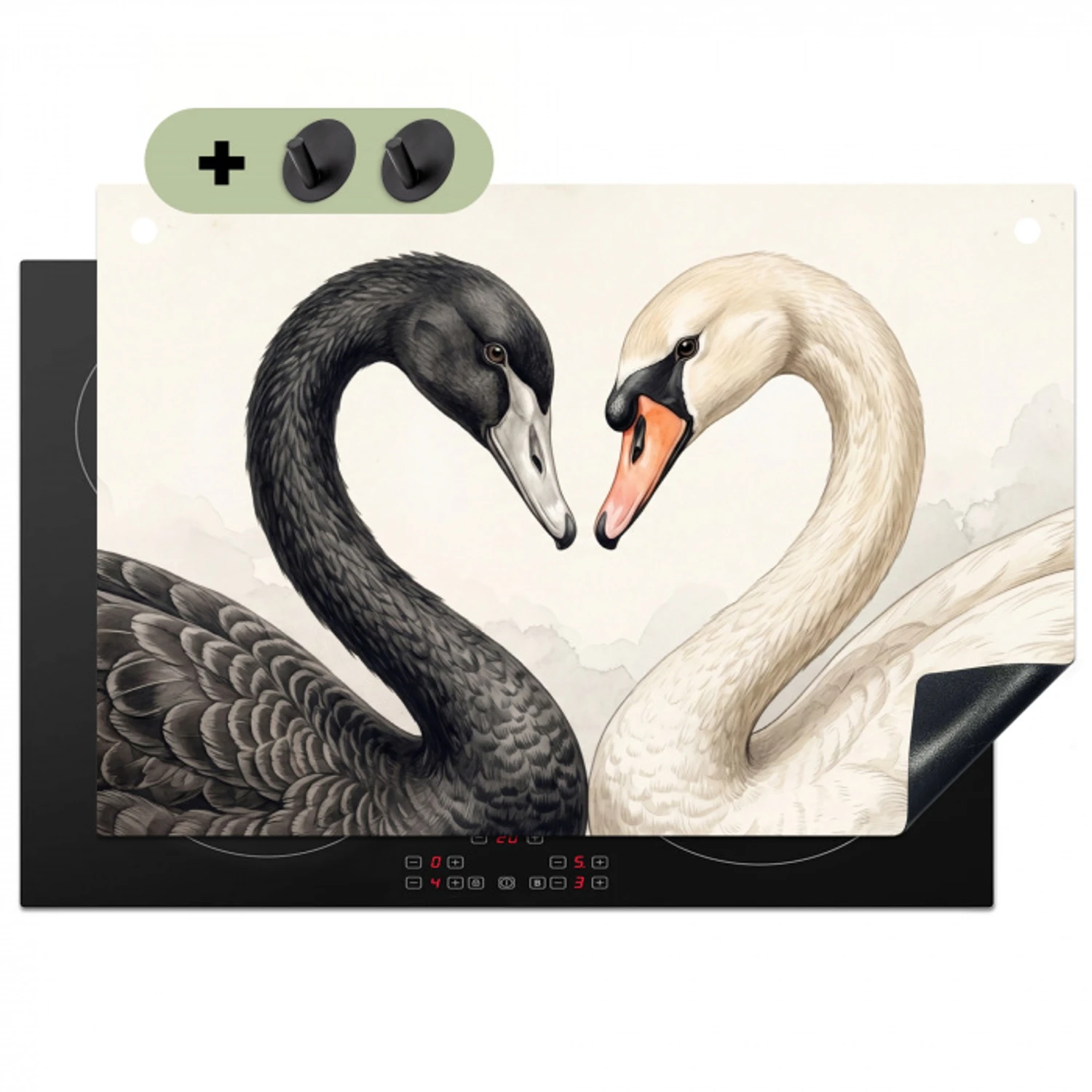 Zwanen - Hartvorm - Dieren Inductie beschemer met haakjes klein -3d
