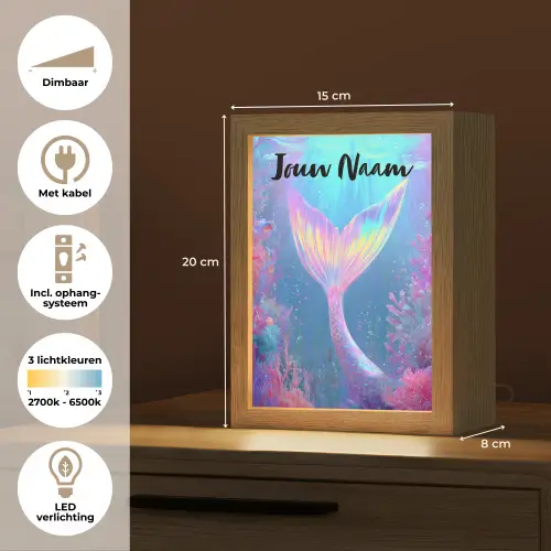 Zeemeerminnenstaart - Koraal - Water Light Box met kabel (Kinderlampje) klein -USP_NL