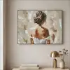 Vrouw - Verf - Abstract - Beige - Modern Textielframe zwart klein -sfeer2