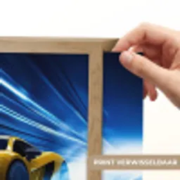 Auto - Geel - Race - Blauw Light Box met batterij (Wandlamp kind) middel -USP_websiteprintNL
