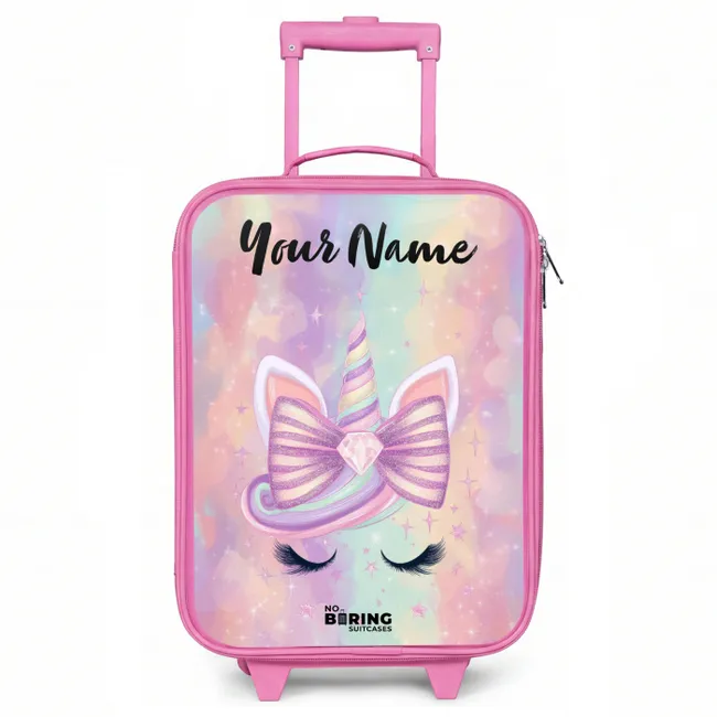 Kids' Suitcases with name Pink - Unicorn - Glitter - Rainbow - Pastel