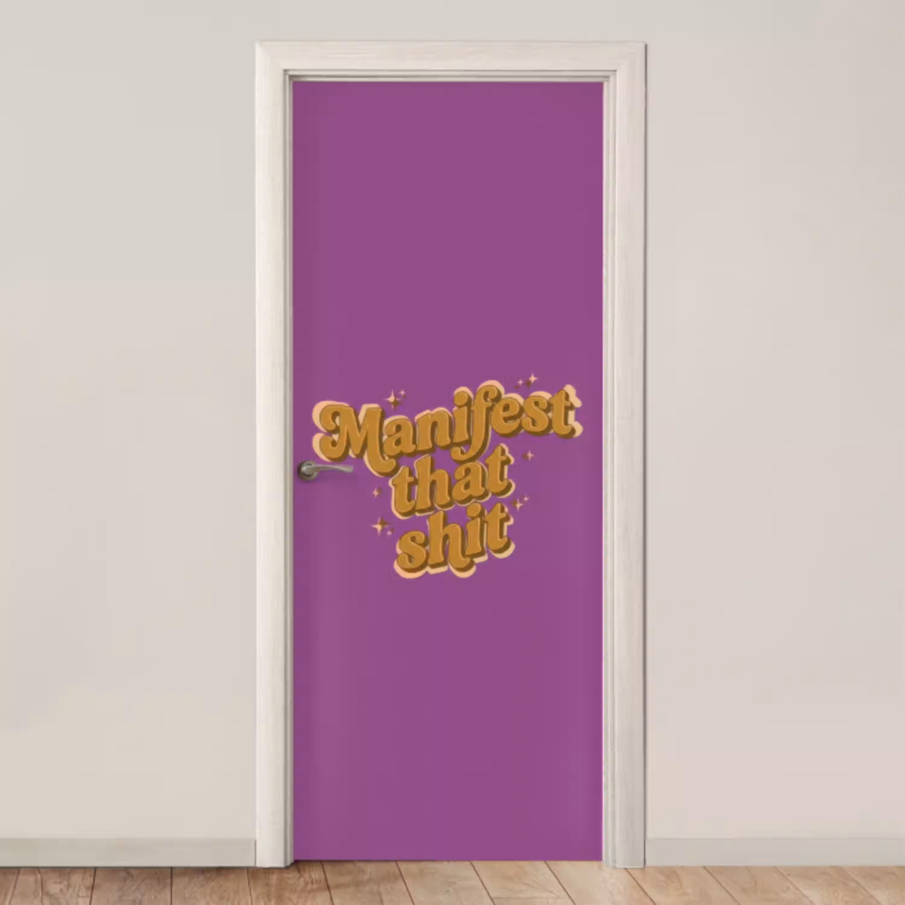 Manifest that shit - Paars - Glitter deurposter klein -3d_beige