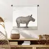 Neushoorn - Dieren - Kinderen - Jongens - Meisjes Wandkleed katoen klein -sfeer5
