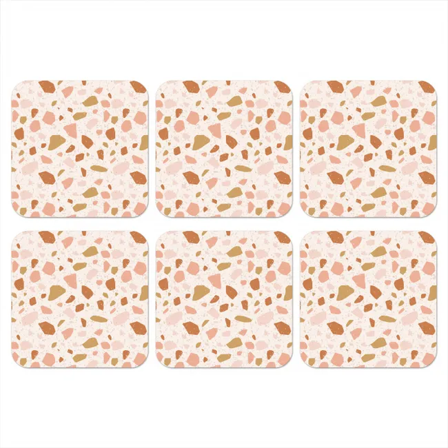 Coaster - Terrazzo - Pattern - Colorful - Salmon