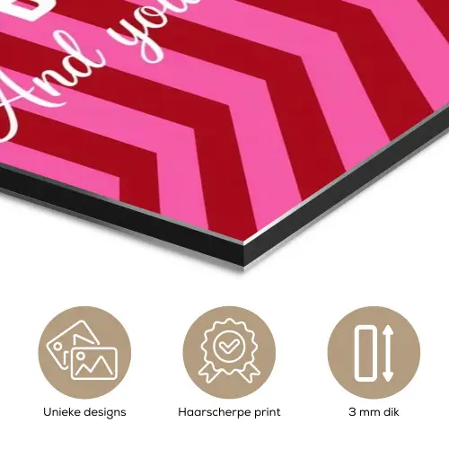 Roze - Strepen - Koffie - Maandag aluminium wit klein -closeup_NL