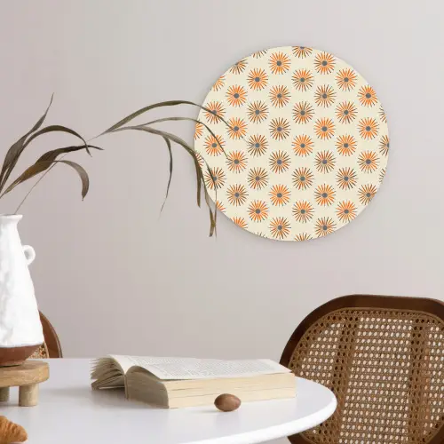 Madelief - Patroon - Oranje Wandcirkel kunststof plaat 5mm dik klein 188 -sfeer4