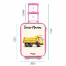 Kiepwagen - Getekend - Geel Kinderkoffer - Roze klein -productfoto_formaten