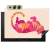 Tijger - Roze - Oranje Inductie beschemer met haakjes klein -3d