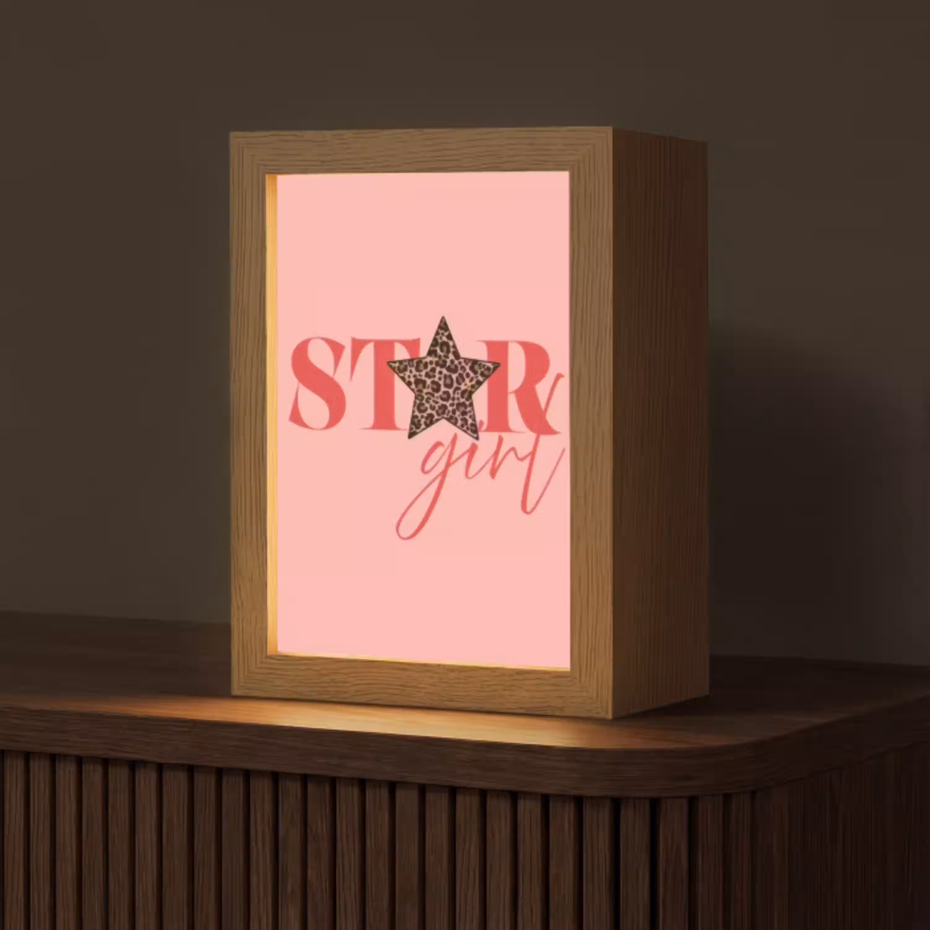 Star girl - Roze - Panter - Ster Light Box met kabel (Tafellamp) klein -z3d_website