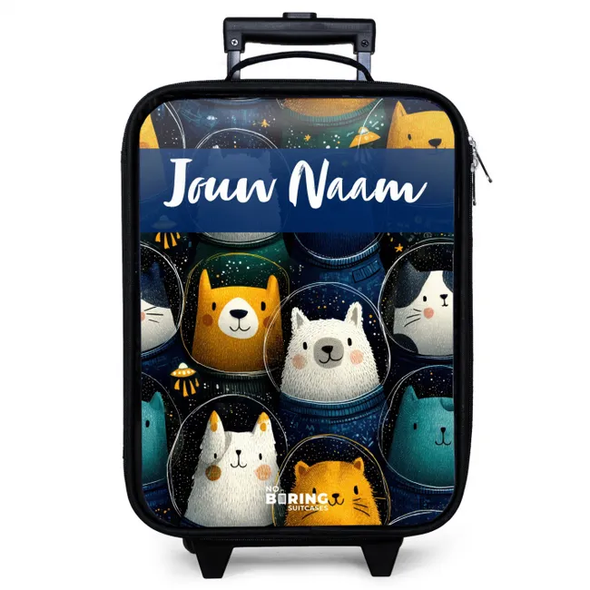 Dieren - Sterren - Planeten - Astronaut Kinderkoffer - Zwart klein -zzz_website3d