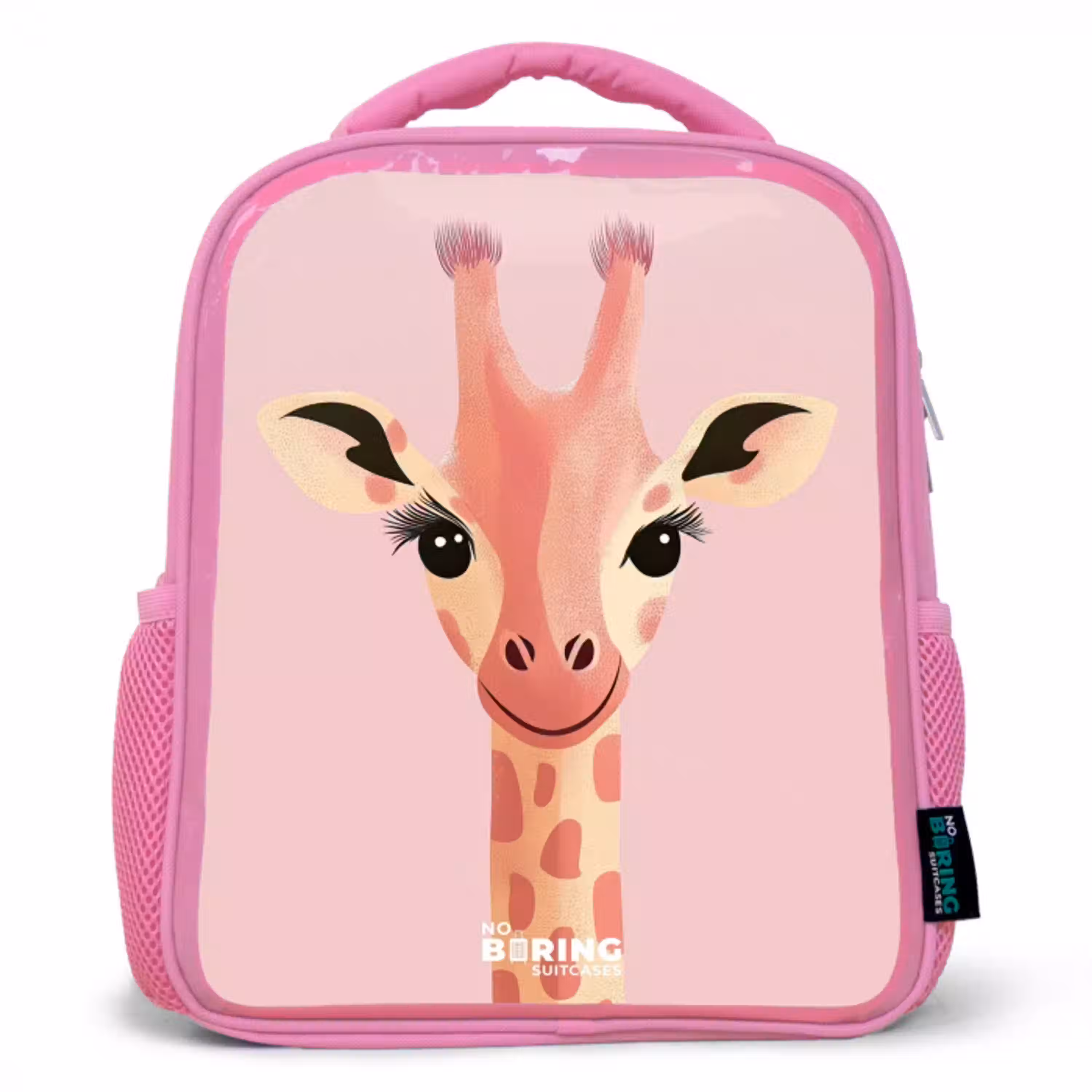 Giraffe - Wimpers - Minimalistisch - Roze Kinderrugzak - Roze middel -3d