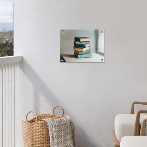Stapel - Boeken - Groen - Daglicht tuinposter los doek klein -sfeer8