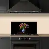 Tulpen - Kleuren - Hout - Vaas keuken achterwand spatscherm klein -sfeer1