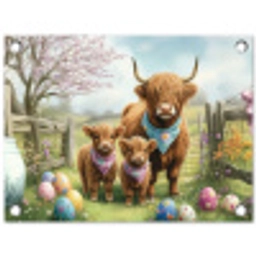 Schotsehooglanders - Paaseieren - Lente tuinposter los doek klein -3d
