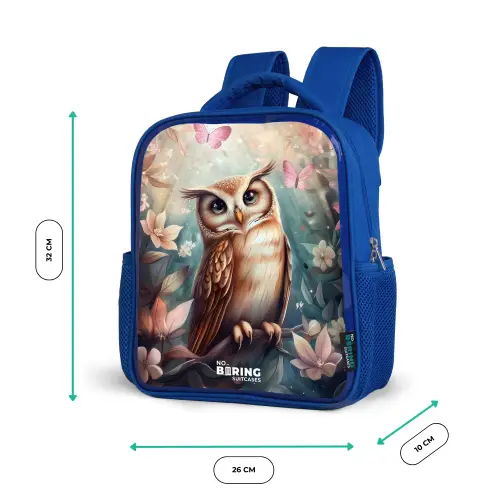 Uil met vlinders in mystiek bos Kinderrugzak - Blauw middel -productfoto_formaten