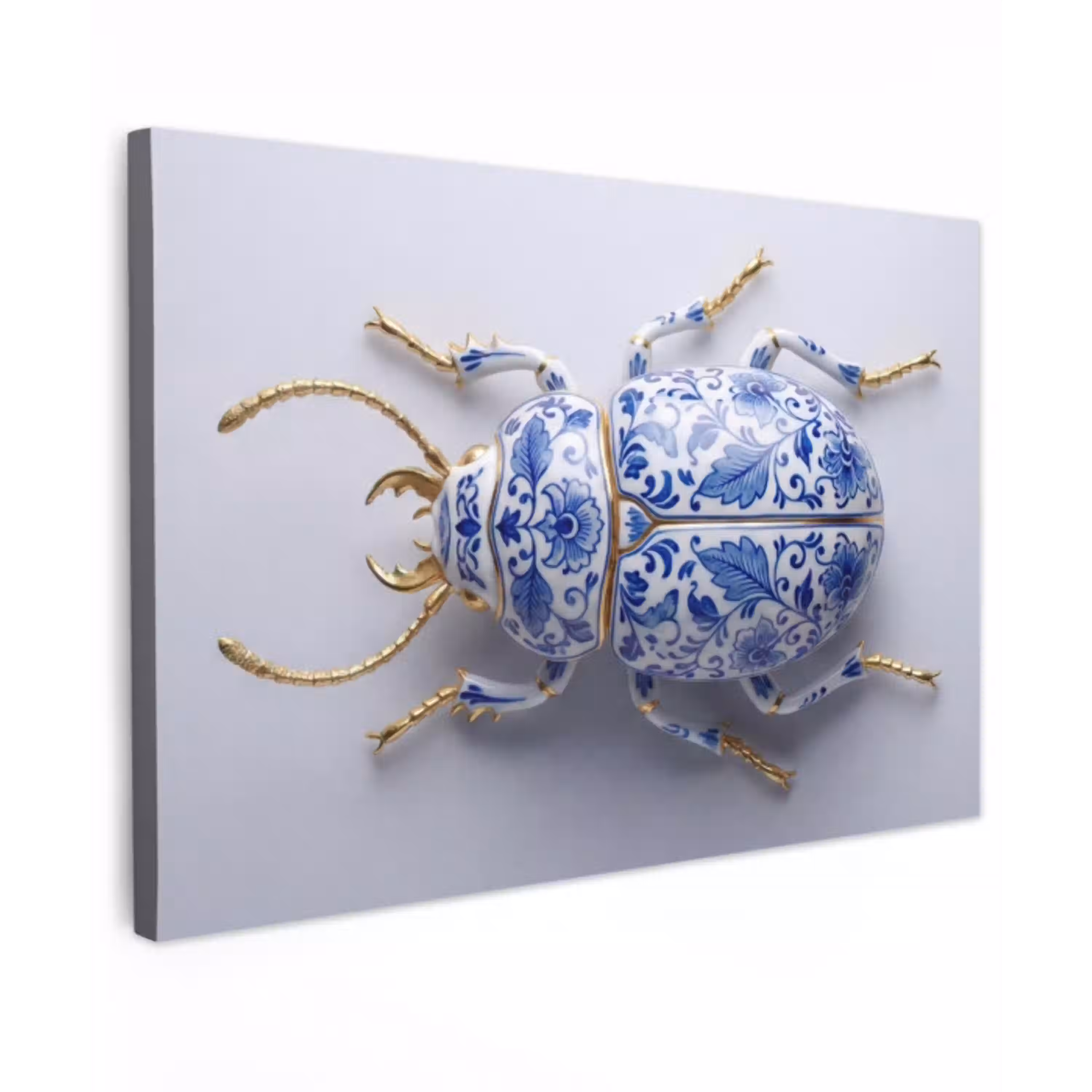 Kever - Delfts  - Blauw - Goud canvas 2cm klein -z3d