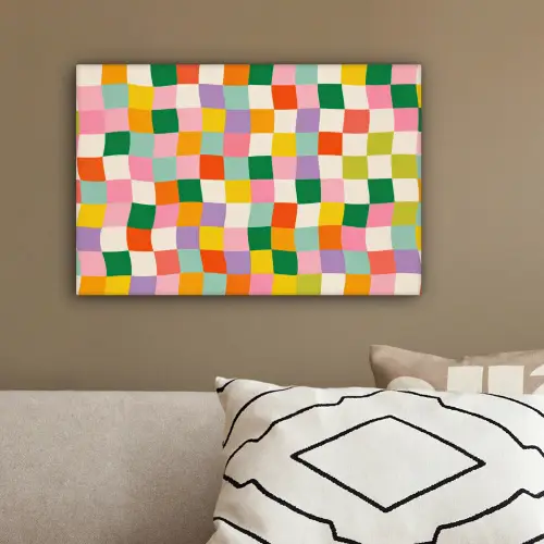Vierkanten - Kleurrijk - Golvend canvas 2cm klein -sfeer3