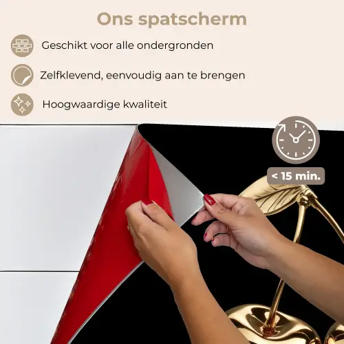 Kersen - Zwart - Goud - Chrome keuken achterwand spatscherm klein -spatscherm_NL