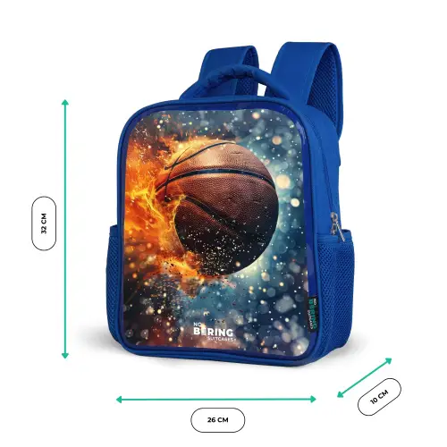 Bruisende basketbal Kinderrugzak - Blauw middel -productfoto_formaten