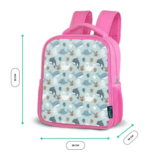 Oceaan - Walvis - Zeehond - Krab Kinderrugzak - Roze middel 863 -productfoto_formaten