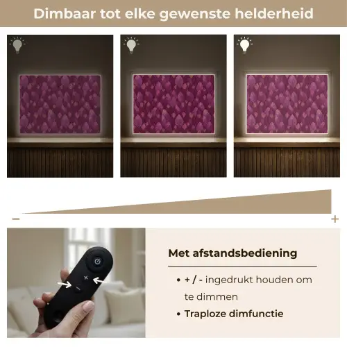 Bladeren - Patroon - Burgundy Light Box met batterij (Wandlamp) middel 907 -USP_dimbaarNL