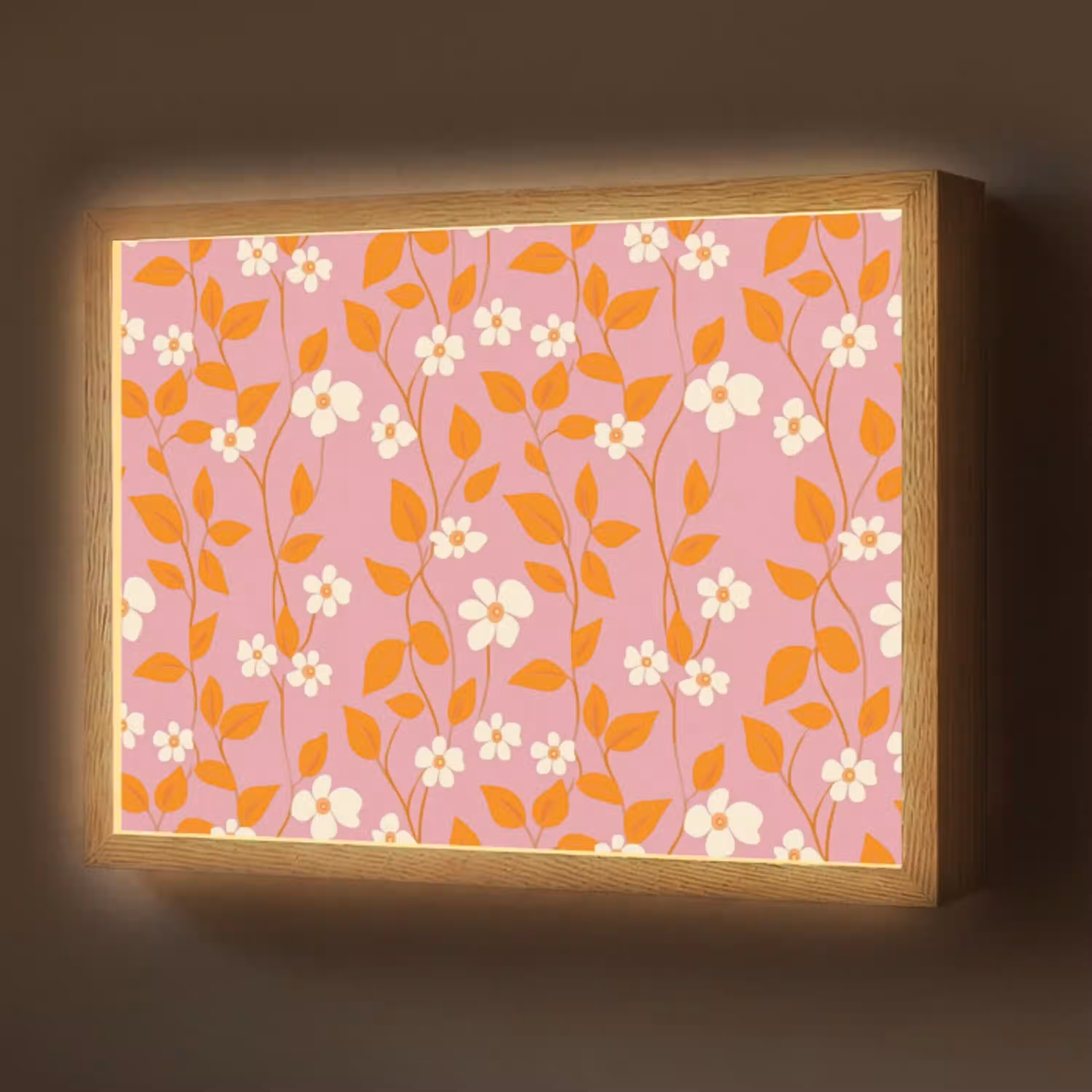 Bloemen - Patroon - Oranje Light Box met batterij (Wandlamp) middel 907 -z3d_website