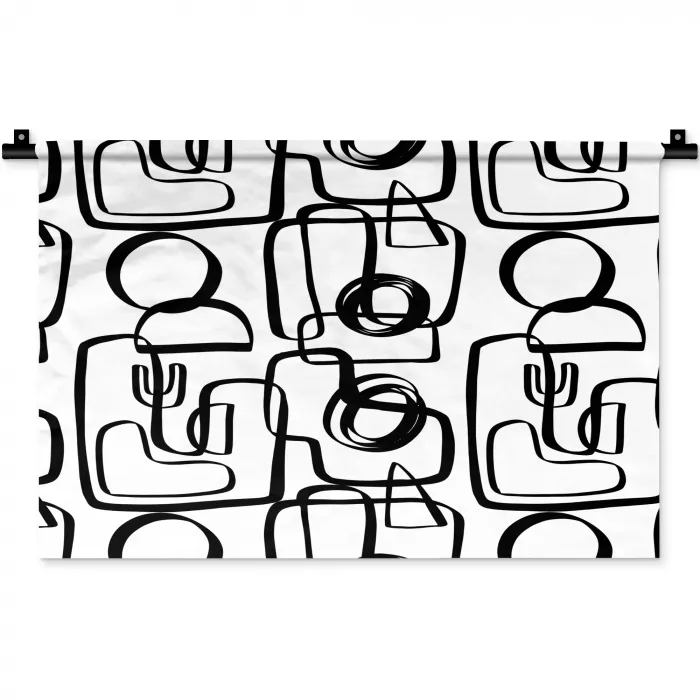 Lijnen - Zwart - Vorm - Abstract Wandkleed katoen klein 269 -zz3d