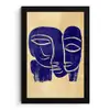 Okergeel - Blauw - Eenvoudige lijnen fotolijst zwart zonder passe partout klein -3d