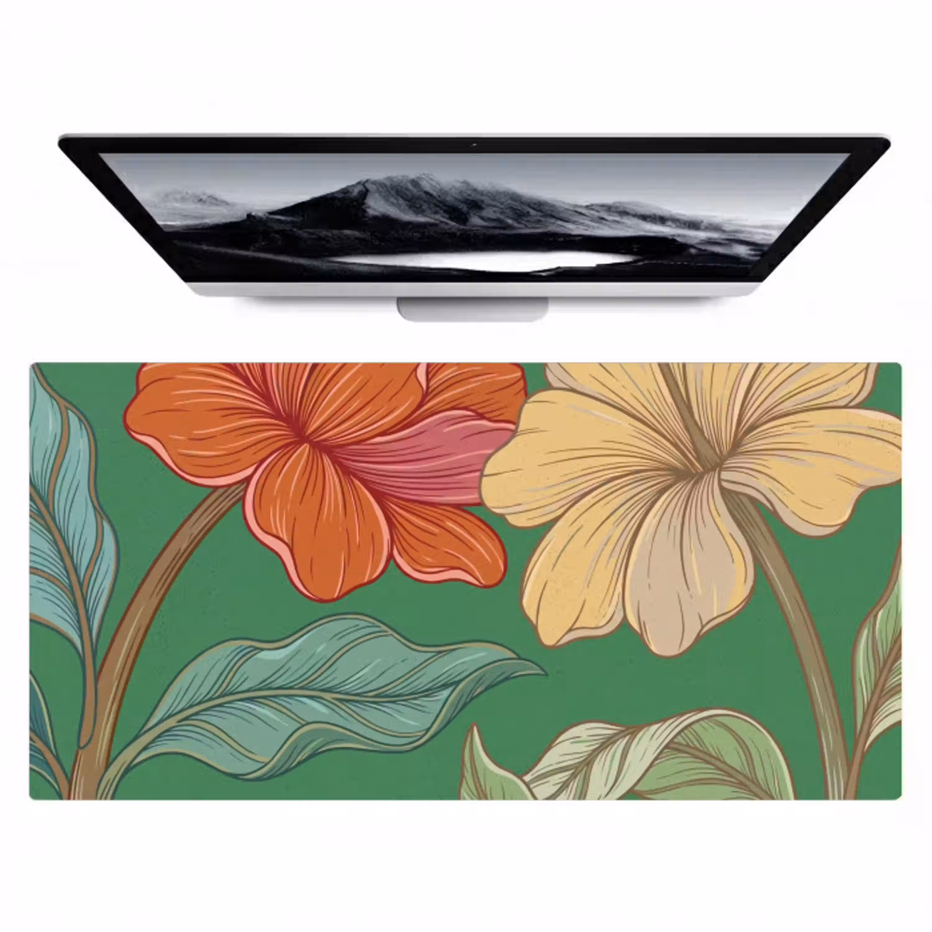 Bloemen - Groen - Illustratie Muismat XXL klein -zzz3d